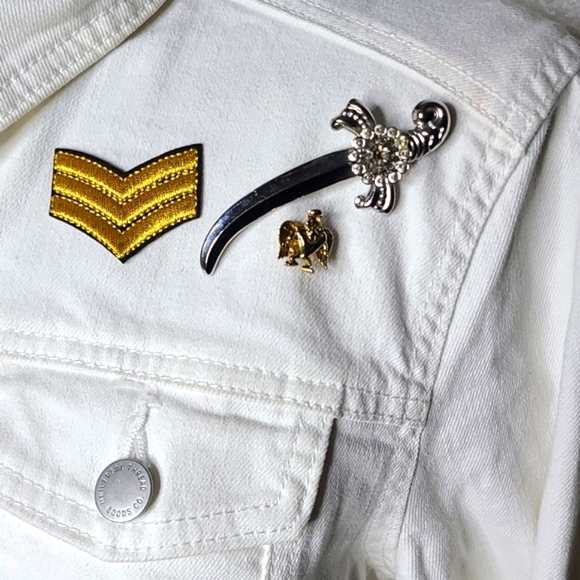 Jean Jacket Size Small White Denim Crystal Fringe Western Rodeo Cowgirl Unique - Picture 3 of 8